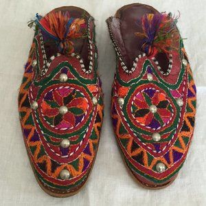 New Tuareg Embroidered Leather Slides